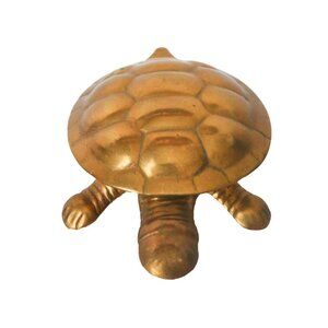Vintage Brass Turtle Trinket Box Tortoise Candy Dish Ring Dish Hinged Lid